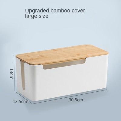 Cable Organizer with Bamboo Lid